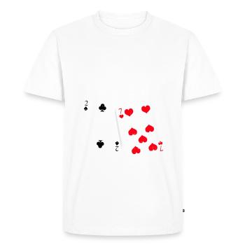 Poker Je ne plie même pas le linge - T-shirt Premium bio Homme - blanc - Devant - Nico (187cm)