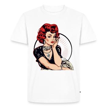 Pin up des années 60 - T-shirt Premium bio Homme - blanc - Devant - Nico (187cm)