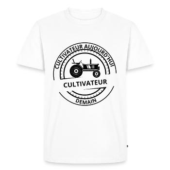Cultivateurs aujourd'hui - T-shirt Premium bio Homme - blanc - Devant - Nico (187cm)