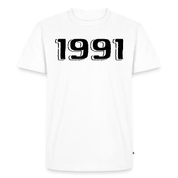 Vintage 1991 Born Birthday Retro 1991 - Men's Premium Organic T-Shirt - white - Front - Nico (187cm)