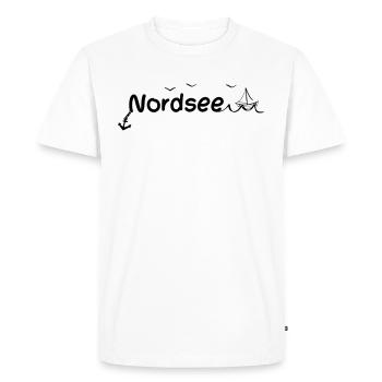 Mer du Nord avec voilier et ancre - Maritim - T-shirt Premium bio Homme - blanc - Devant - Nico (187cm)