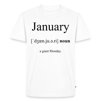 Janvier (Janvier) Dictionnaire de définitions - T-shirt Premium bio Homme - blanc - Devant - Nico (187cm)