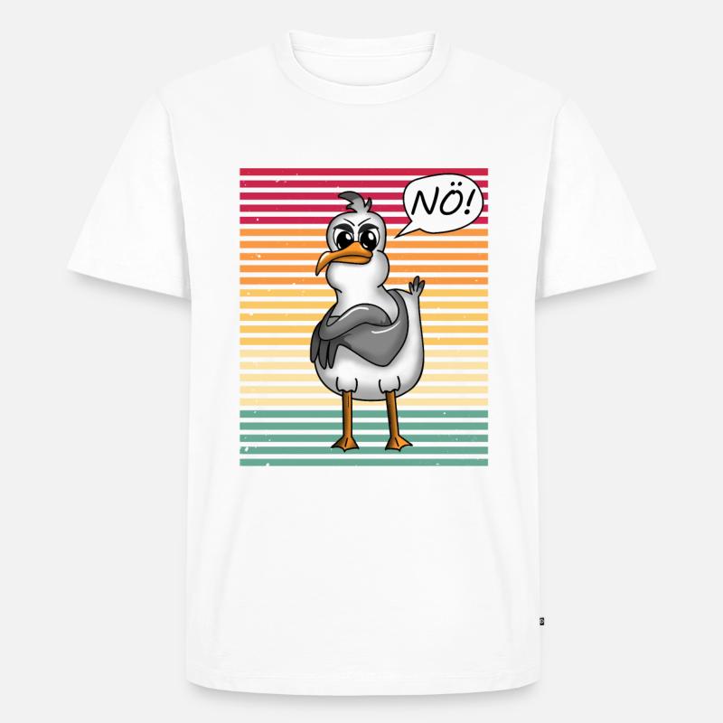 PLATTDEUTSCHER SPRUCH MIT MÖWE - Männer Premium Bio T-Shirt - Weiß
