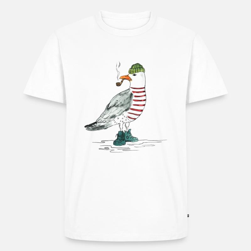 PLATTDEUTSCHER SPRUCH MIT MÖWE - Männer Premium Bio T-Shirt - Weiß