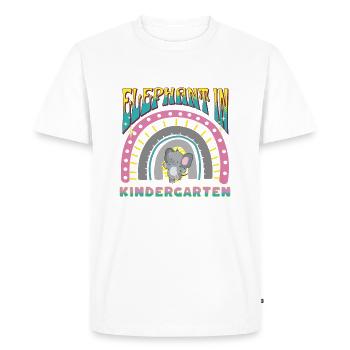 elephant in kindergarten rainbow stripes design - Men's Premium Organic T-Shirt - white - Front - Nico (187cm)
