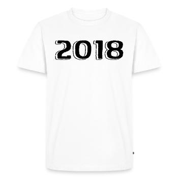 Millésime 2018 Naissance Anniversaire Rétro 2018 - T-shirt Premium bio Homme - blanc - Devant - Nico (187cm)