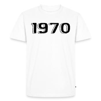 Vintage 1970's Born Birthday Retro 1970's - Men's Premium Organic T-Shirt - white - Front - Nico (187cm)