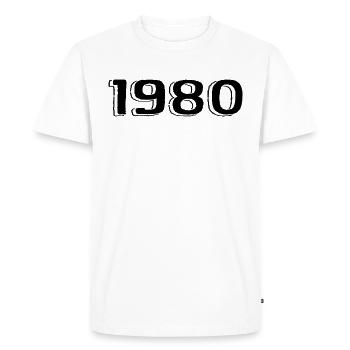 Vintage 1980's Born Birthday Retro 1980's - Men's Premium Organic T-Shirt - white - Front - Nico (187cm)
