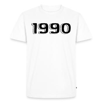 Millésime 1990 Né Anniversaire Rétro Années 1990 - T-shirt Premium bio Homme - blanc - Devant - Nico (187cm)