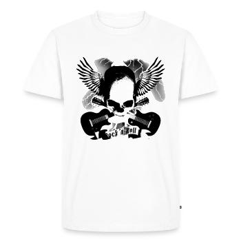 skull_and_wings_and_guitars_b_sw - T-shirt Premium bio Homme - blanc - Devant - Nico (187cm)