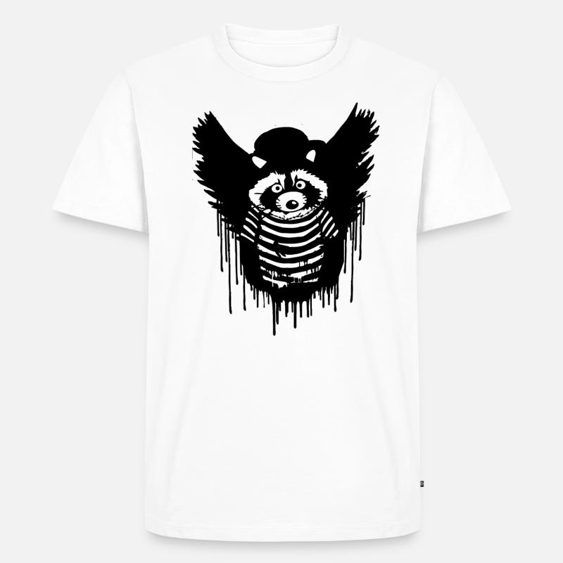 engel ,waschbär,angelwings,graffiti,schwarz - Männer Premium Bio T-Shirt - Weiß