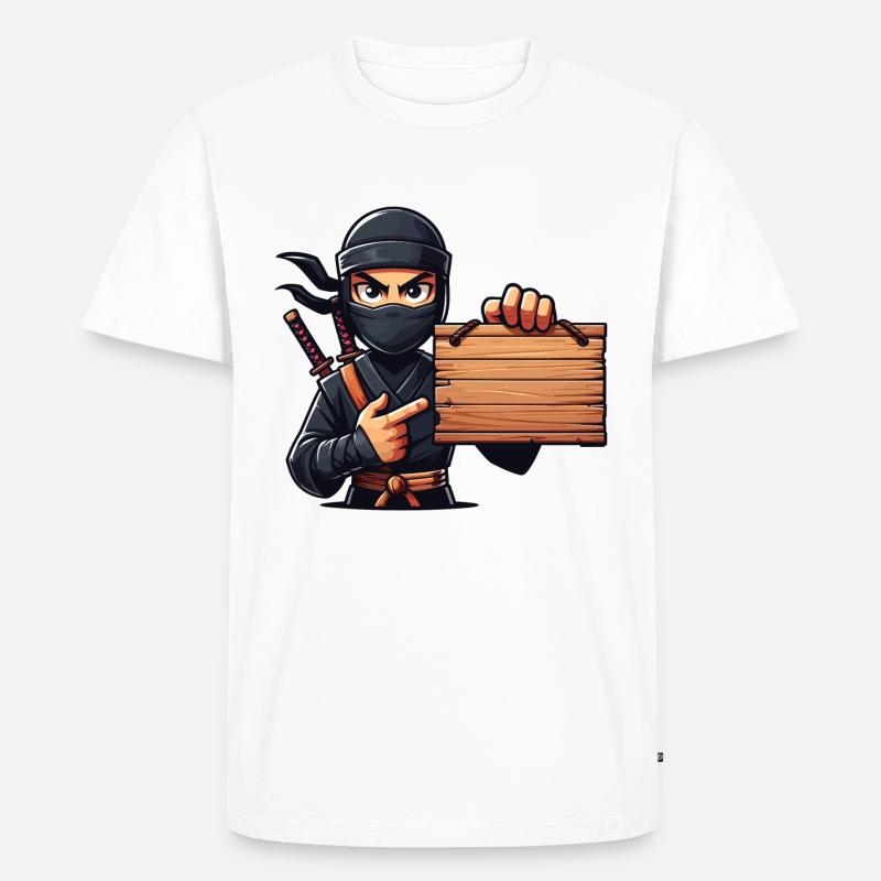 Ninja mit Schild - Männer Premium Bio T-Shirt - Weiß