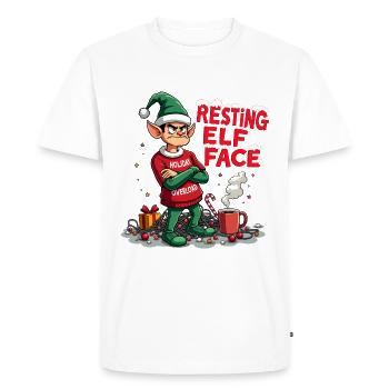 Resting Elf Face Holiday Design - Men's Premium Organic T-Shirt - white - Front - Nico (187cm)