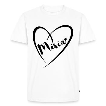 Miria surname first name in heart frame - Men's Premium Organic T-Shirt - white - Front - Nico (187cm)