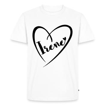 Irene's surname, first name in heart frame - Men's Premium Organic T-Shirt - white - Front - Nico (187cm)