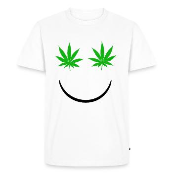 Marijuana sourire - T-shirt Premium bio Homme - blanc - Devant - Nico (187cm)