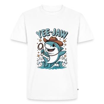 Yee Jaw Drôle de requin - T-shirt Premium bio Homme - blanc - Devant - Nico (187cm)