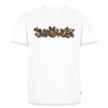 Junglist Camo Graffiti DNB Drum n Bass - T-shirt Premium bio Homme - blanc - Devant - Nico (187cm)