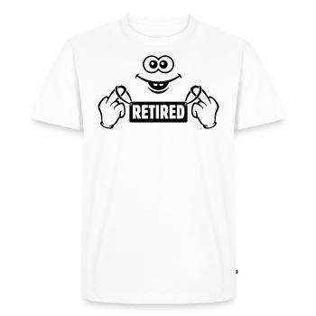 Smiling Face, Middle Finger, Retired (Retirement) - Men's Premium Organic T-Shirt - white - Front - Nico (187cm)