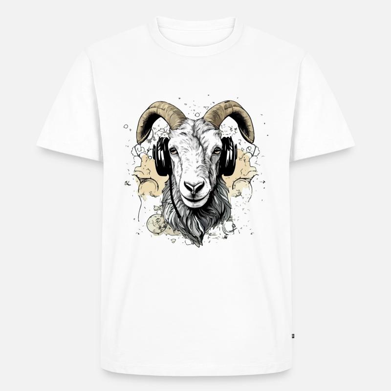 Goa, die audiophile Ziege - Männer Premium Bio T-Shirt - Weiß