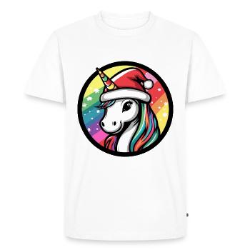 Unicorn Christmas Animal - Men's Premium Organic T-Shirt - white - Front - Nico (187cm)