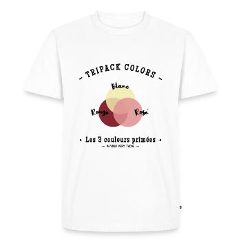TRIPACK COLORS VIN DE FRANCE - T-shirt Premium bio Homme - blanc - Devant - Nico (187cm)