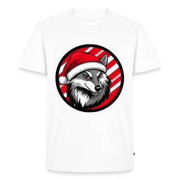 Loup Animal de Noël - T-shirt Premium bio Homme - blanc - Devant - Nico (187cm)