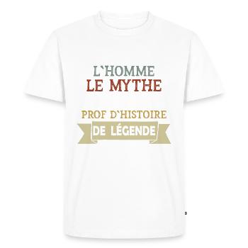 Prof - Histoire - Cadeau - Ecole - Homme - Mythe - T-shirt Premium bio Homme - blanc - Devant - Nico (187cm)