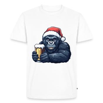 Gorilla Christmas Beer - Men's Premium Organic T-Shirt - white - Front - Nico (187cm)