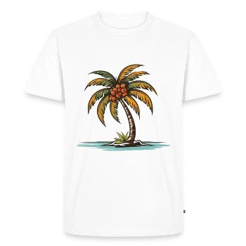 Palm Tree Holiday Icon - Men's Premium Organic T-Shirt - white - Front - Nico (187cm)