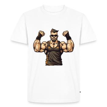 Homme Muscles Musculation - T-shirt Premium bio Homme - blanc - Devant - Nico (187cm)