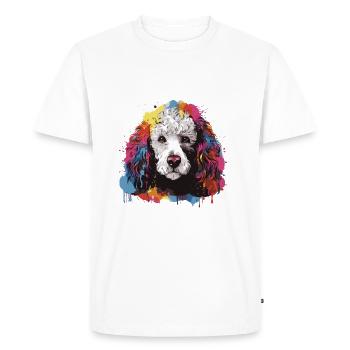 Poodle Dog Head Portrait Pop Art - Men's Premium Organic T-Shirt - white - Front - Nico (187cm)