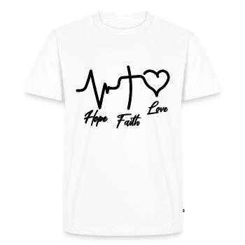 Glaube Liebe Hoffnung Hope Faith Love - Men's Premium Organic T-Shirt - white - Front - Nico (187cm)