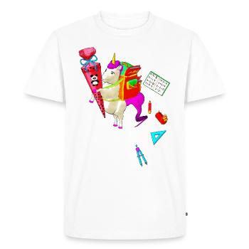 Licorne va à l'école - T-shirt Premium bio Homme - blanc - Devant - Nico (187cm)