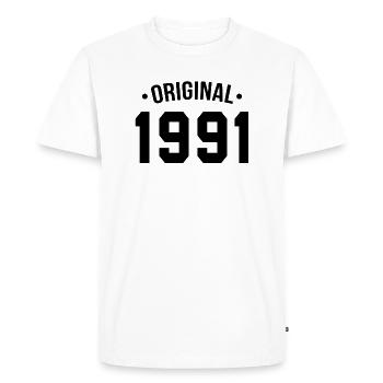 original 1991 - Fabriqué en 1991 - T-shirt Premium bio Homme - blanc - Devant - Nico (187cm)