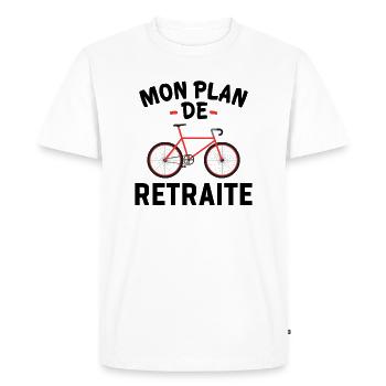 Mon plan de retraite t-shirt retraitée vélo - T-shirt Premium bio Homme - blanc - Devant - Nico (187cm)