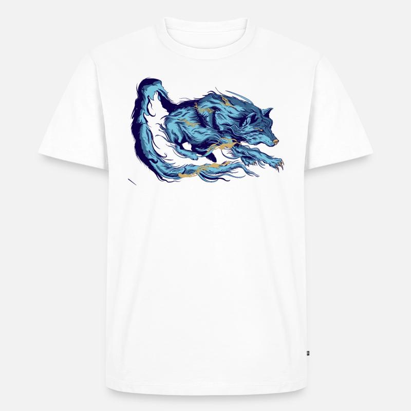 Blauer Wolf - Männer Premium Bio T-Shirt - Weiß