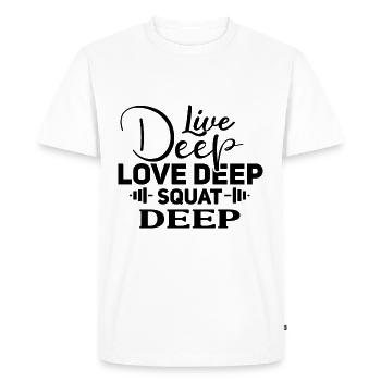 vivre l’amour profond profond squat profond - T-shirt Premium bio Homme - blanc - Devant - Nico (187cm)