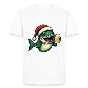 Bière de Noël au poisson piranha - T-shirt Premium bio Homme - blanc - Devant - Nico (187cm)