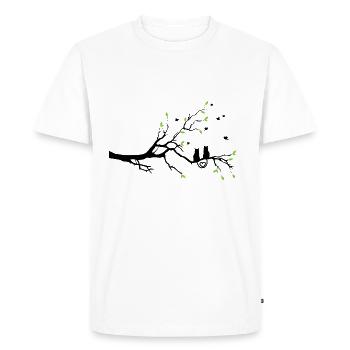 Two cats are turtle on the tree - Men's Premium Organic T-Shirt - white - Front - Nico (187cm)