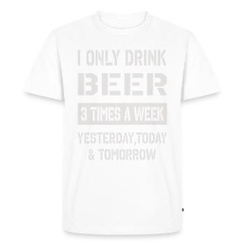 Je ne bois que de la bière - T-shirt Premium bio Homme - blanc - Devant - Nico (187cm)