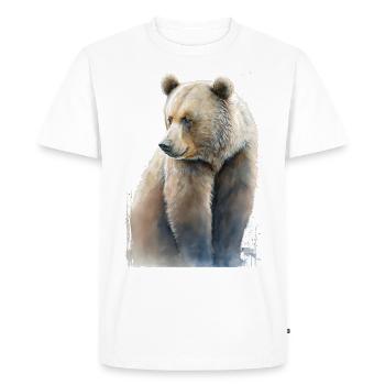 Aquarelle Grizzly Bear Aquarelle - T-shirt Premium bio Homme - blanc - Devant - Nico (187cm)