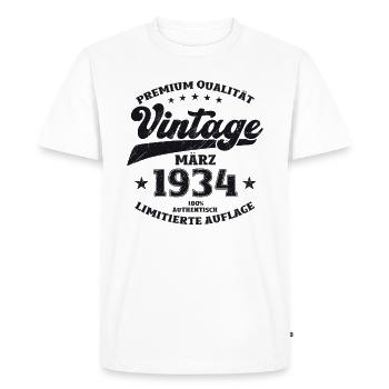 90ème Anniversaire Homme Mars Vintage 1934 - T-shirt Premium bio Homme - blanc - Devant - Nico (187cm)