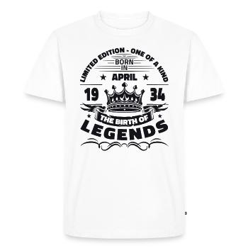 90e anniversaire homme légendaire avril Vintage 1934 - T-shirt Premium bio Homme - blanc - Devant - Nico (187cm)