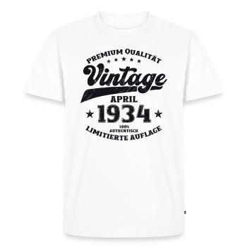 90e anniversaire mari avril Vintage 1934 Vintage - T-shirt Premium bio Homme - blanc - Devant - Nico (187cm)