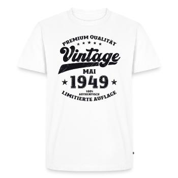 Millésime Mai 1949 Cru 1949 Anniversaire 1949 - T-shirt Premium bio Homme - blanc - Devant - Nico (187cm)