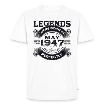 Légende Mai 1947 Né en 1947 Anniversaire 1947 - T-shirt Premium bio Homme - blanc - Devant - Nico (187cm)