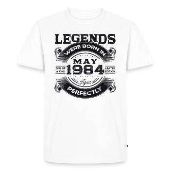 Légende Mai 1984 Millésime 1984 Anniversaire 1984 - T-shirt Premium bio Homme - blanc - Devant - Nico (187cm)