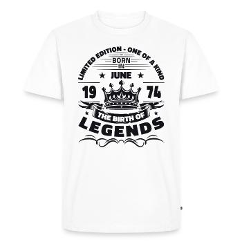 Légende Juin 1974 Millésime 1974 Anniversaire 1974 - T-shirt Premium bio Homme - blanc - Devant - Nico (187cm)