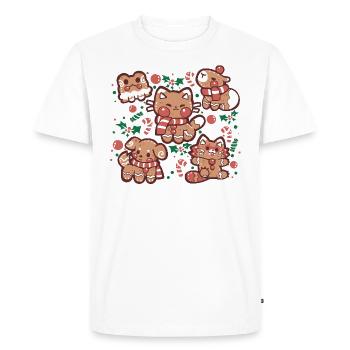 Animaux en pain d’épice festifs - T-shirt Premium bio Homme - blanc - Devant - Nico (187cm)